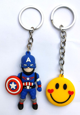 Meeko.com Captain America With Smiley Rubber Key Chain 012y6d Key Chain