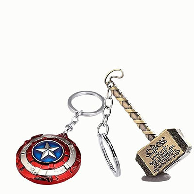 Meeko.com Combo of Marvel Avengers Superhero Thor Hammer and Captain America key chain Key Chain