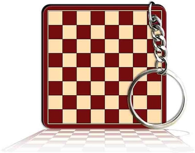 Party Gift Printed Square Keyring Keychain D - Chess Board Brown Key Chain