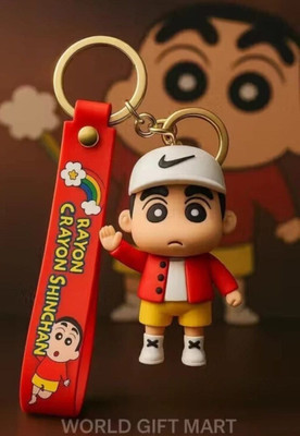 World Gift Mart Shinchan Cartoon Keychain with Premium PVC Strap|Crayon Shinchan Anime Key Chain
