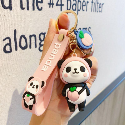 SHRI JI Cute and classy Panda Keychain with Strap & Peach charm Key Chain