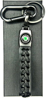 FLAMBE skoda car Black Cross Design Belt Keychain Key Chain