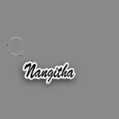 SY Gifts SYG Nangitha Name Keychain White And Black Key Chain