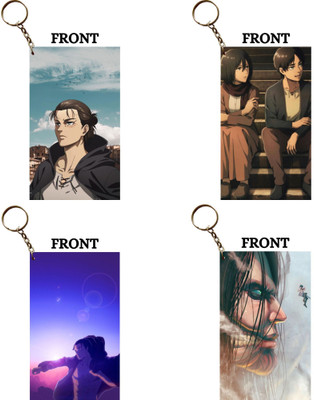 Hariyaali Enterprises LLP Attack On Titan EREN MIKASA AND ATTACK TITAN Unique Style 4 pcs Combo Key Chain