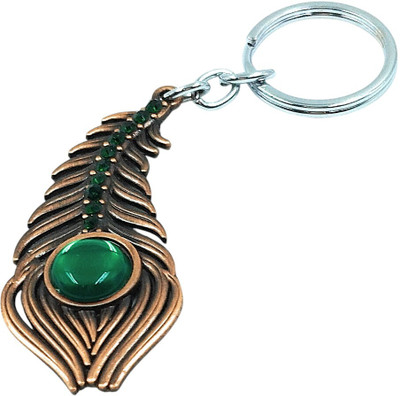 Shiani Peacock Feather Charm Copper Green Colour Key Chain