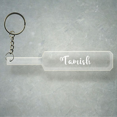 SY Gifts Cricket Bat Logo Design With Tamish Name Key Chain