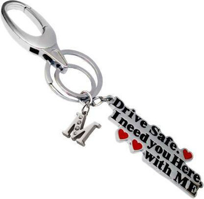 Meeko.com Keychain-DRIVE SAFE WITH ALPHABET M LETTER AND HOOK KEY CHAIN KEY RING Key Chain
