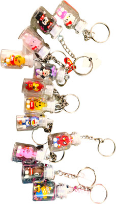 RAJ Cutest cartoon key chain in glass bottle. Pack of 12 pcs. Key Chain