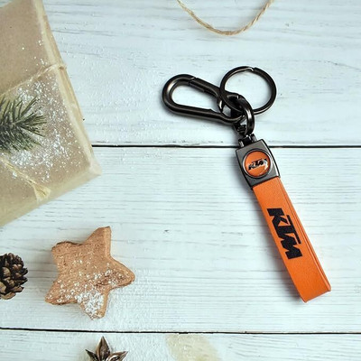 Anexa Premium Leather Keychain and Keyring Compatible with KTM Duke bike Key Chain