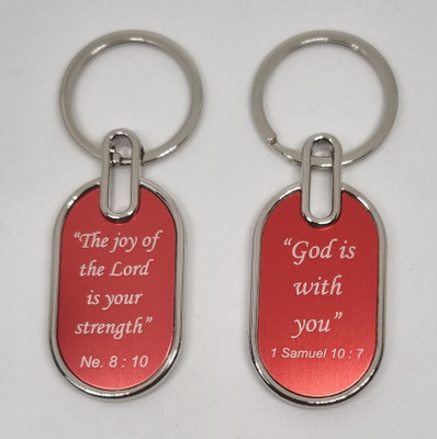 BLESSINGS Set Of 2 Red H Bible Verses Key Chain