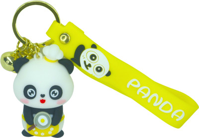 MIKADOECOM Cute Panda Silicone Keychain | Yellow Strap | Kawaii Design | Gift for Kids Key Chain