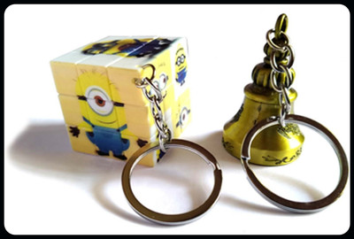 Meeko.com Good luck Guardian bell with cube minion for men and women-KC Key Chain