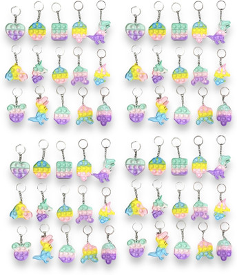 SRD TRADERS Pop it Keychain Fidget Toys for Kids | Stress Relief Toy | (Pack of 40 ) Key Chain