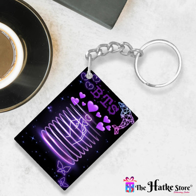 THE HATKE STORE BTS Printed Acrylic Keychain (pack of 4) Gift For Girls BTS Army Lover Gift P5 Key Chain