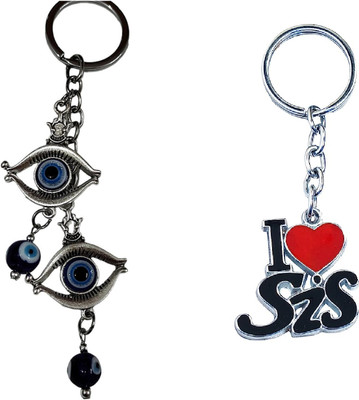 MOREL EVIL EYE 2 LAYER AND I LOVE SIS Key Chain