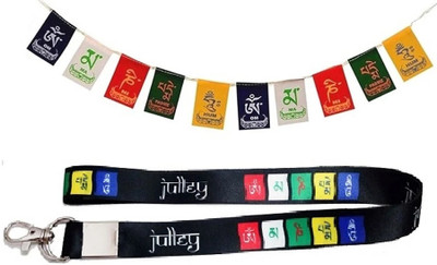 kd collections KD-JULLEYLAN-B-FLAG Tibetan Ladakh Flag Lanyard Tag Ribbon Hook Keychain Combo Key Chain