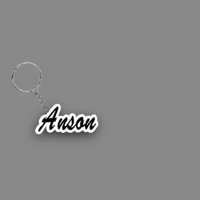 SY Gifts SYG Anson Name Keychain White And Black Key Chain