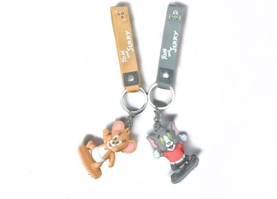 WHITE POPCORN graphics Cartoon | Couple |Kids |Tom & Jerry (Pack of-2) Key Chain Key Chain