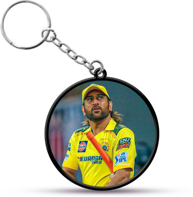 VINODHANA Dhoni Keychain | CSK | MSD | Round Shape | Double side printed 09 Key Chain