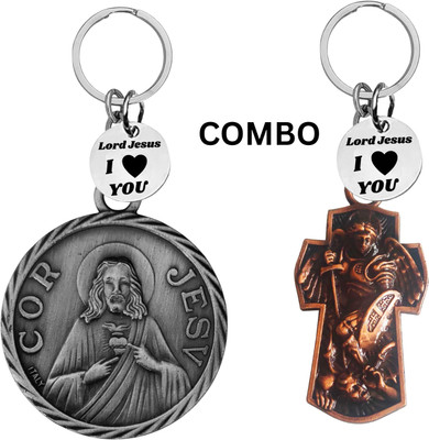 The Men Gift Lord Jesus Keychain Combo– Sacred Heart Religious Keyring Set ShivkeyCom625-650 Key Chain