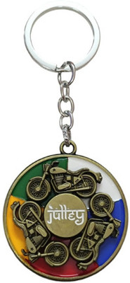 PEARLISH Royal Enfield Bike 360 Degree Rotating Keychain (Golden) Key Chain