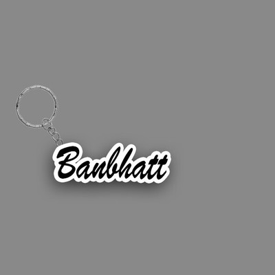 SY Gifts SYG Banbhatt Name Keychain White And Black Key Chain