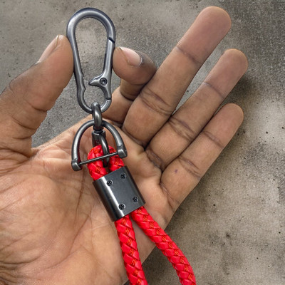 19th July Jewels Leather Keychain with Screwdriver, PU Rope Hook Design, Red Key Chain