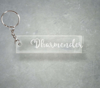 SY Gifts Dharmender Name Transparent Engraving Keychain F1 418 Key Chain