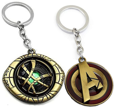 Jainsburys Combo of Dr eye Strange & Avengers logo Rotating keychain Key Chain