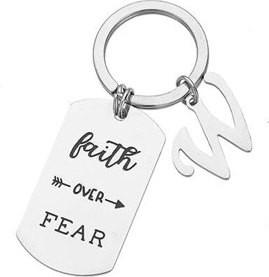 Artisans Crafted Faith Over Fear Keychain with Initial W Key Chain