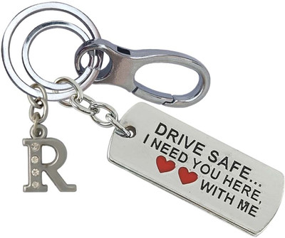 HANDSOME ISK Beautiful Silver Drive Safe With R Letter Locking Lock Strong & Durable Key Chain