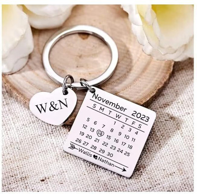MOHIT CRAFT Custom Calendar Date Engraved Stainless Steel Keyring &Wedding Gift Key Chain Key Chain