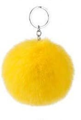 Tej Gifts Fluffy Faux Fur Pom Pom Key Ring for Girls Bag,Scooty Keys,Car Hanging-(Yellow) Key Chain