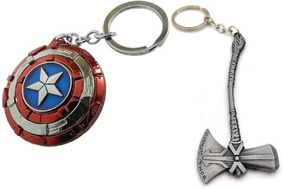 Filsfa Thor Hammer /Avengers Superhero Captain America Rotating Shield Key Chain Key Chain