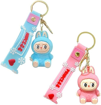 Zibuyu Labubu Keychain Cute Doll Wristlet Bag Charm for Women Girls Key Chain