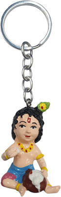 BLESSINGS PVC Sitting Makhan Krishna Blue Key Chain