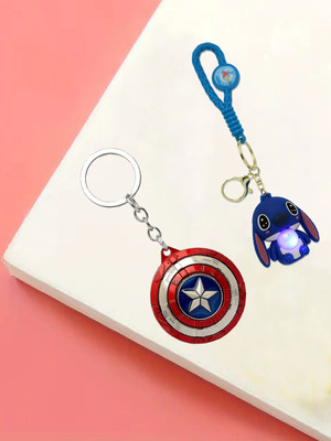 Shine N Sober Captain America Rotating Sheild & Cute Rabbit Keychain (Pack of 2) Key Chain