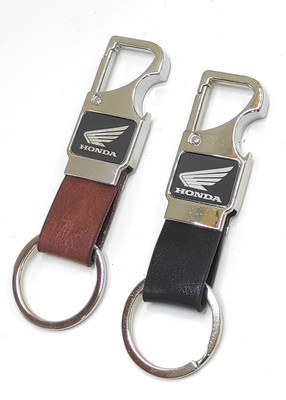 Jdp Novelty 2 pcs Set of Leather Metal Opner Keychain for Honda Bike Key Chain