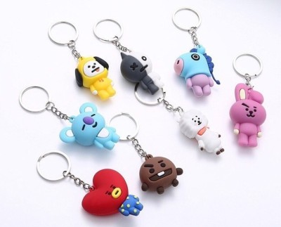 Jdp Novelty Pack of 8 Silicone B- T- S Band Cartoon Version (8 pcs Set) Key Chain