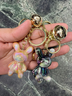 gtrp keychain-Cute Acrylic Panda With Bell (Pack Of 2) Key Chain