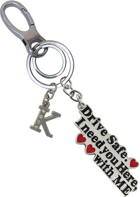 SHOKY LOOKS Multicolor Drive Safe I Need You Here With Me With K Letter Locking Lock Key Chain