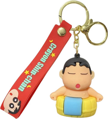 ZOQQI Shinchan Keychain – Shin-chan Action Figure, Soft Silicone Design with Red Strap Key Chain