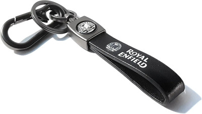 YAANATURAL PREMIUM LEATHER & metal KEYCHAIN COMPATIBLE WITH ROYAL ENFIELD (Black) Key Chain