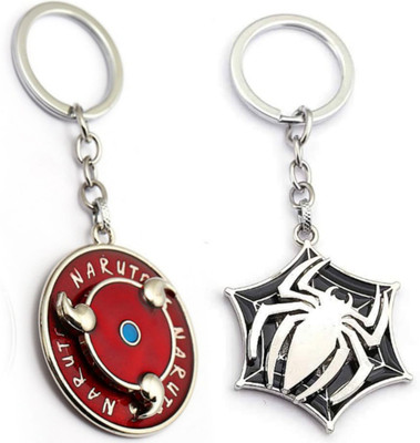 Jainsburys Combo of Naruto spinning & Animal Spider Rotating keychain Key Chain