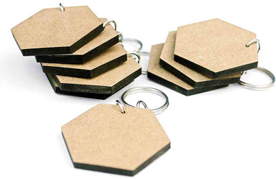 ADIKALA Hexagonal Shape MDF Key Chain Key Chain