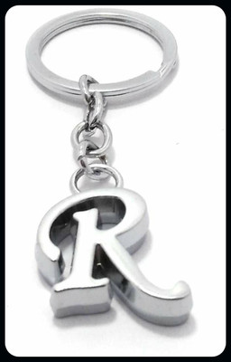 gtrp Keychain-Alphabet-Letter-R-Plain-Metal-Keychain-(Silver) Key Chain