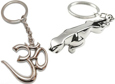 kd collections COMBO of Jaguar and OM Metal Keychain keyring Full Metallic Key Chain Key Chain
