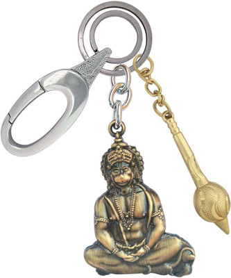 SHOKY LOOKS Pavan Putra Hanuman With Golden Gada Locking Lock Key Chain