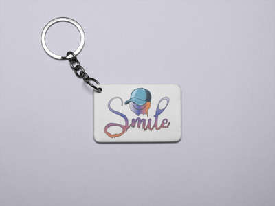 DOGAR ESSENTIALS Scary Smile Emoji- Printed Acrylic Keychains(Pack Of 2) Key Chain