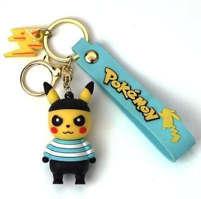 CrazyBuy Pokemon Collectible Pikachu 3D keychain With long Ribbon Key Chain(Random Any 1) Key Chain